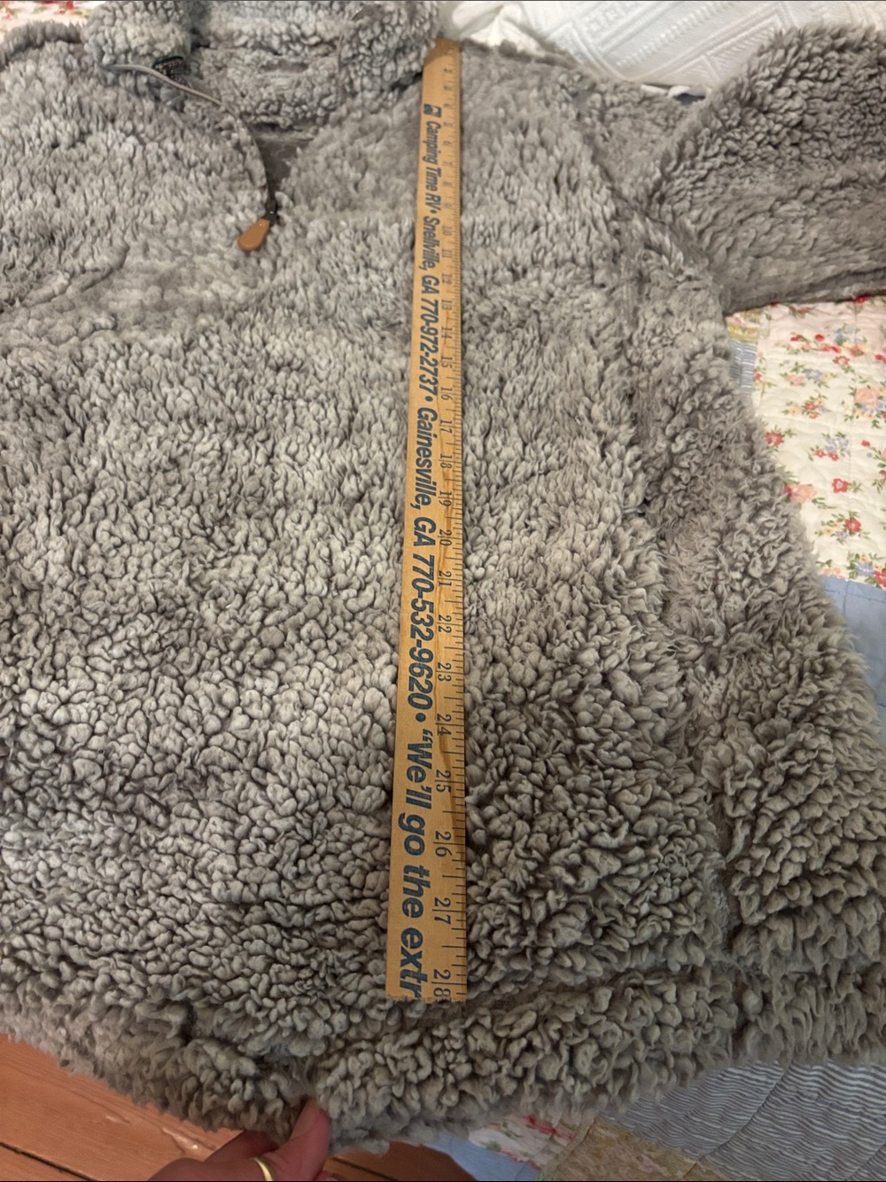 Heathmoor Plush Gray Sherpa Quarter-Zip Pullover - Picture 7 of 8